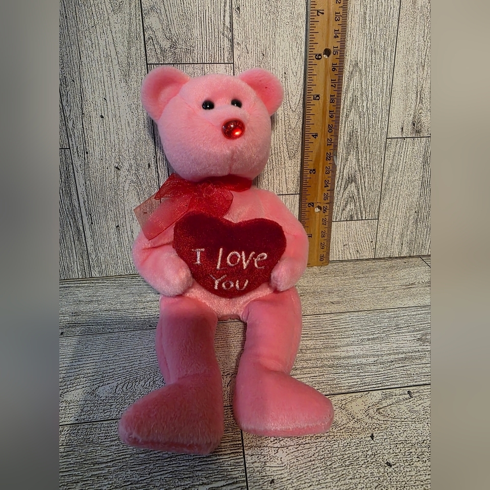 Ty Beanie Baby Pink Teddy Bear with Heart